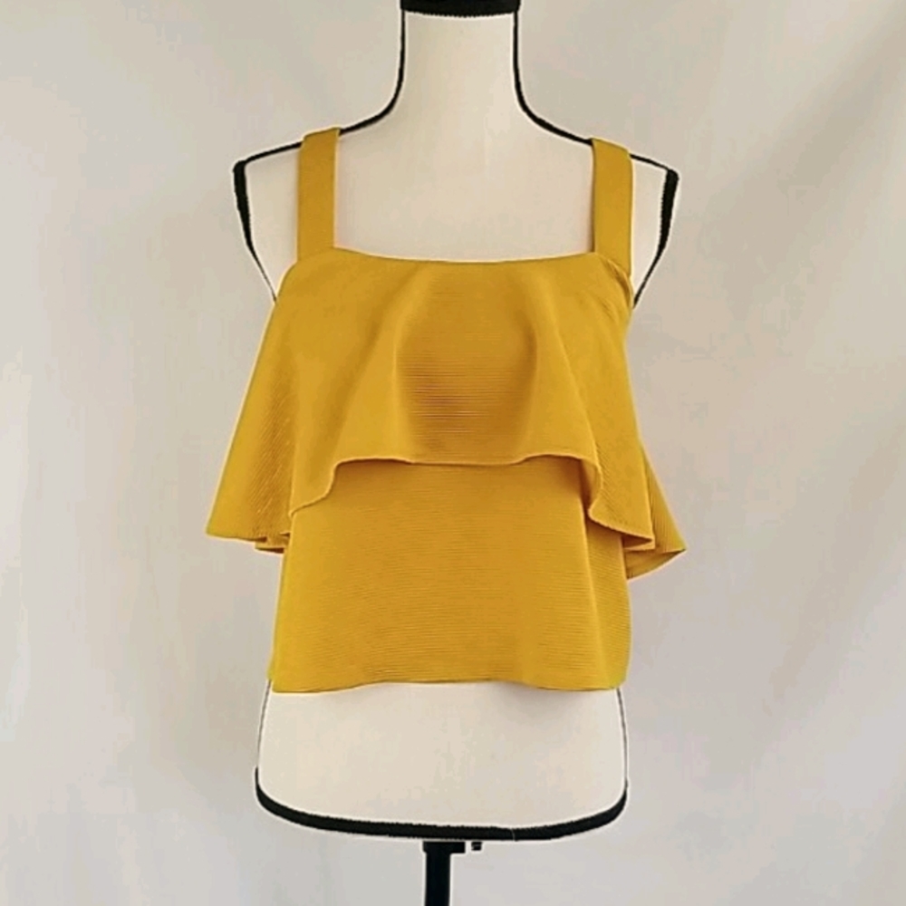 Harvest gold flounced neck backless top